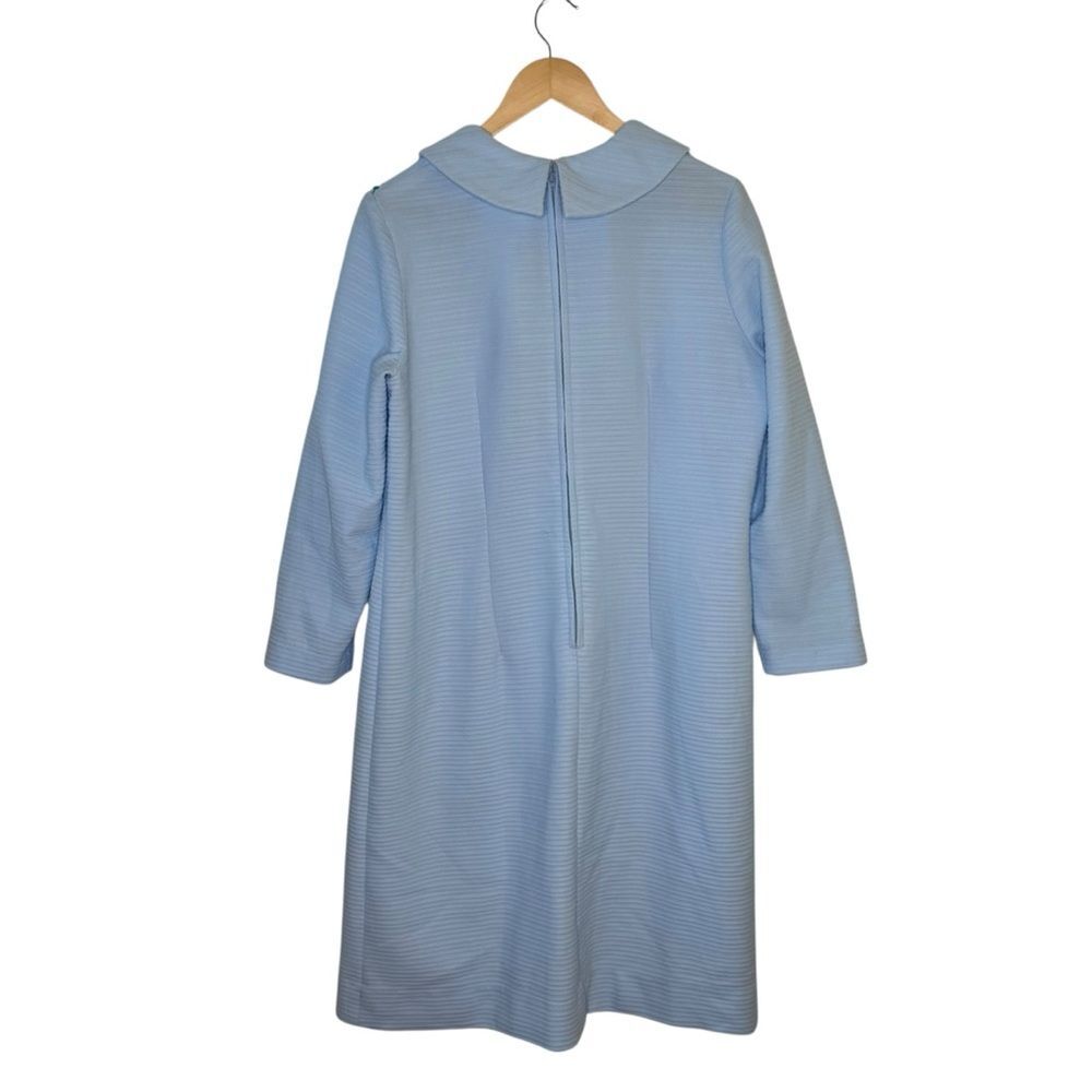 Vintage Knit Baby Blue Dress Peter Pan Collar Union Label 60s Sz 20.5 - Picture 3 of 6